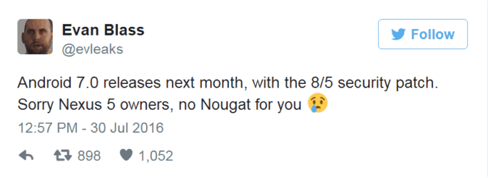 Android Nougat release date 2