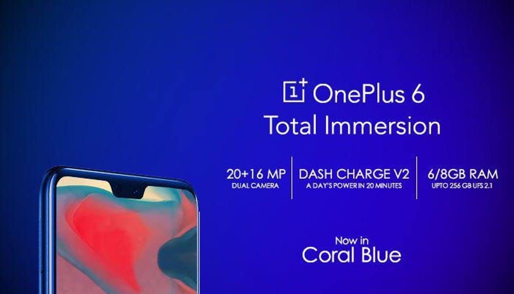 OnePlus 6 coral Blue