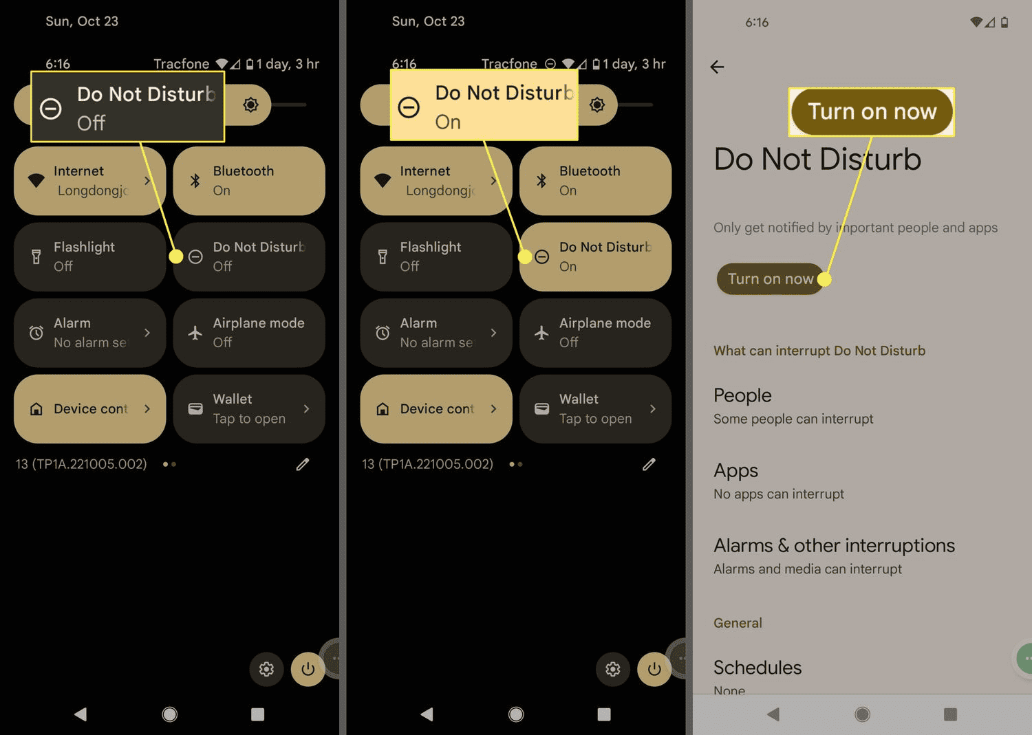 Choose Do Not Disturb Settings